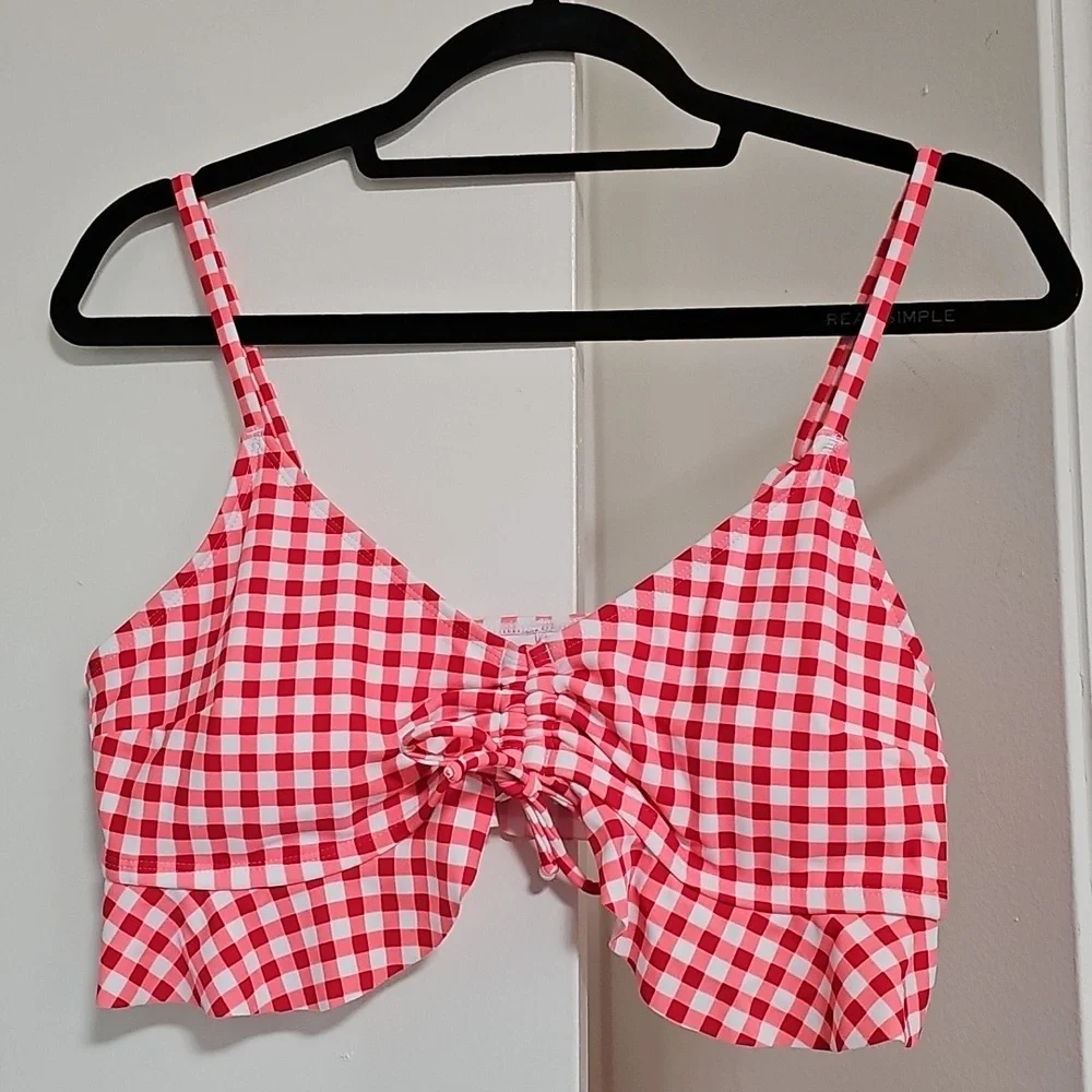 Cupshe Bralette Frill Missy Bikini Top Red/White Large